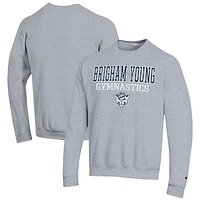 Men's Champion  Gray BYU Cougars Gymnastics Stack Powerblend Pullover Sweatshirt