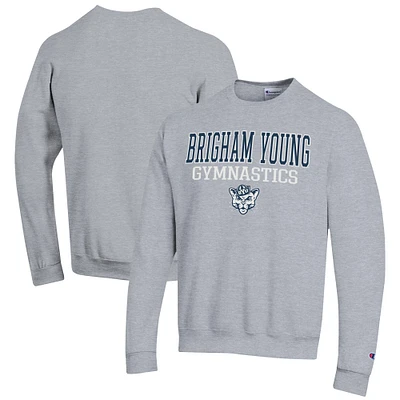 Men's Champion  Gray BYU Cougars Gymnastics Stack Powerblend Pullover Sweatshirt