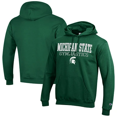 Men's Champion  Green Michigan State Spartans Gymnastics Stack Powerblend Pullover Hoodie