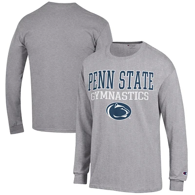 Men's Champion  Gray Penn State Nittany Lions Gymnastics Stack Long Sleeve T-Shirt