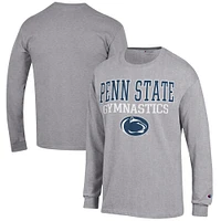 Men's Champion  Gray Penn State Nittany Lions Gymnastics Stack Long Sleeve T-Shirt