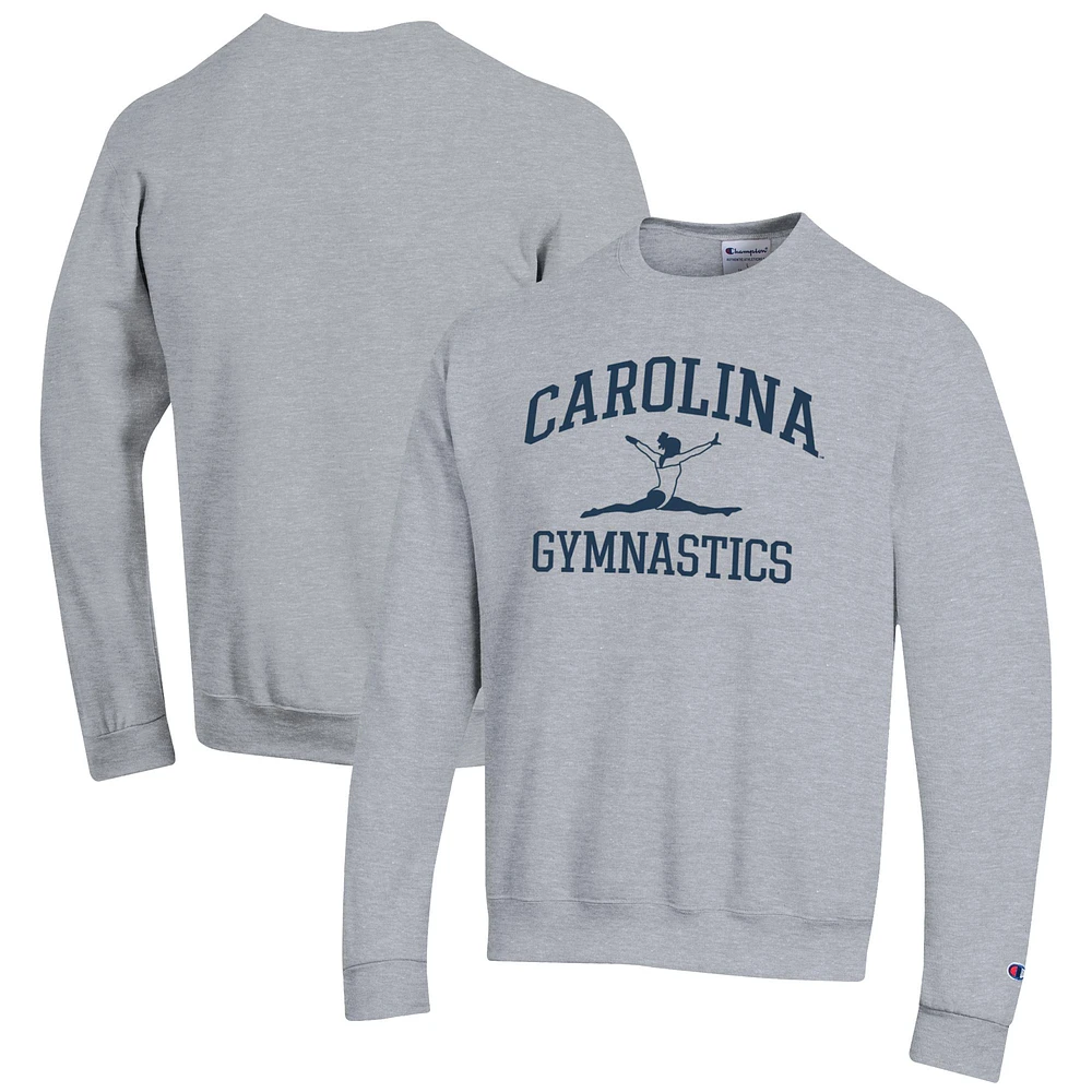 Men's Champion Gray North Carolina Tar Heels Gymnastics Icon Powerblend Pullover Sweatshirt