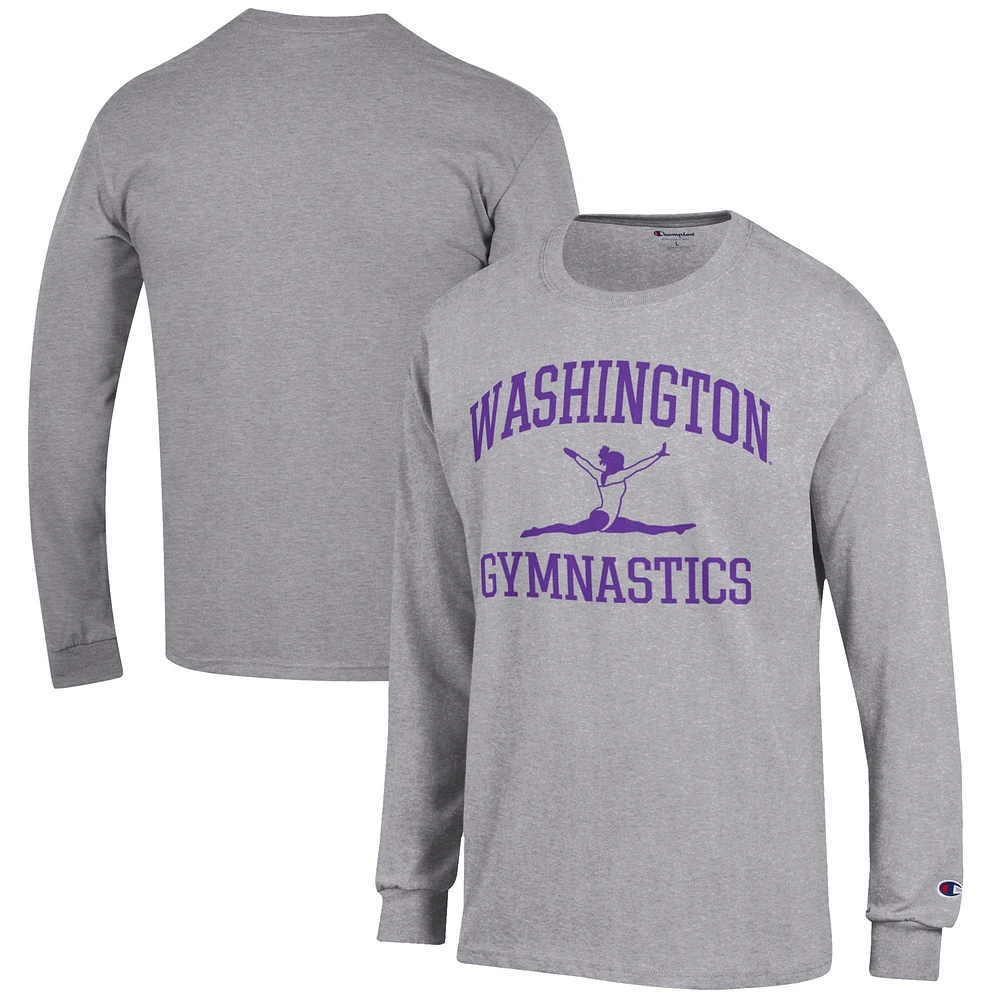 Men's Champion  Gray Washington Huskies Gymnastics Icon Long Sleeve T-Shirt