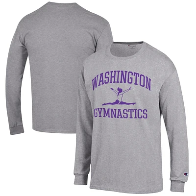 Men's Champion  Gray Washington Huskies Gymnastics Icon Long Sleeve T-Shirt