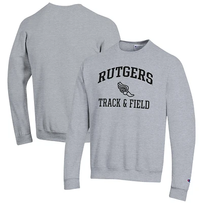 Men's Champion  Gray Rutgers Scarlet Knights Track & Field Icon Powerblend Pullover Sweatshirt