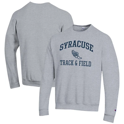 Men's Champion Orange Syracuse Track & Field Icon Powerblend Pullover Sweatshirt