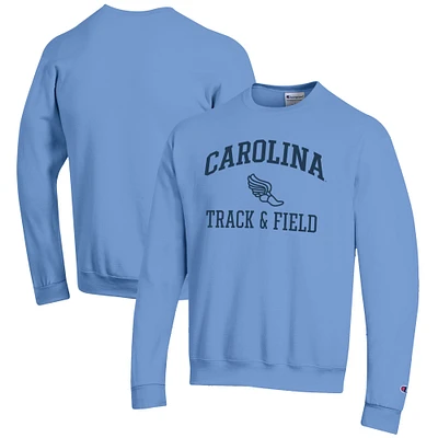 Men's Champion  Carolina Blue North Tar Heels Track & Field Icon Powerblend Pullover Sweatshirt