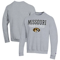 Men's Champion  Gray Missouri Tigers Track & Field Stack Powerblend Pullover Sweatshirt