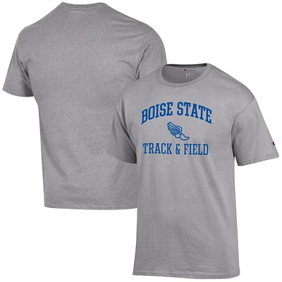 Men's Champion  Gray Boise State Broncos Track & Field Icon T-Shirt