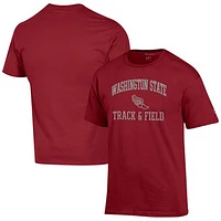 Men's Champion  Crimson Washington State Cougars Track & Field Icon T-Shirt