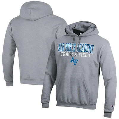 Men's Champion  Gray Air Force Falcons Track & Field Stack Powerblend Pullover Hoodie