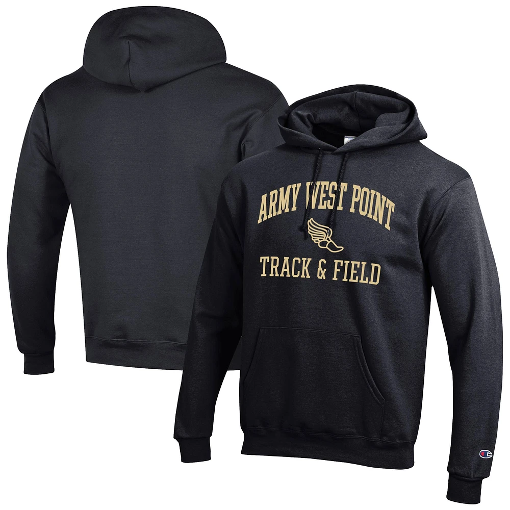 Men's Champion  Black Army Knights Track & Field Icon Powerblend Pullover Hoodie