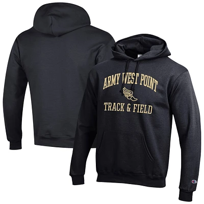 Men's Champion  Black Army Knights Track & Field Icon Powerblend Pullover Hoodie