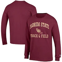 Men's Champion  Garnet Florida State Seminoles Track & Field Icon Long Sleeve T-Shirt