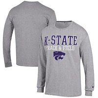 Men's Champion Kansas State Wildcats Track & Field Stack Long Sleeve T-Shirt