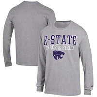 Men's Champion Kansas State Wildcats Track & Field Stack Long Sleeve T-Shirt