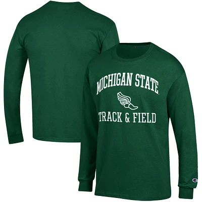 Men's Champion  Green Michigan State Spartans Track & Field Icon Long Sleeve T-Shirt