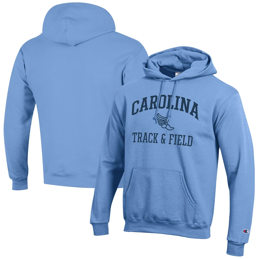 Men's Champion Carolina Blue North Tar Heels Track & Field Icon Powerblend Pullover Hoodie