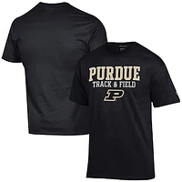 Men's Champion  Black Purdue Boilermakers Track & Field Stack T-Shirt