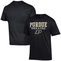 Men's Champion  Black Purdue Boilermakers Track & Field Stack T-Shirt