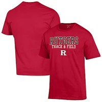 Men's Champion  Scarlet Rutgers Knights Track & Field Stack T-Shirt