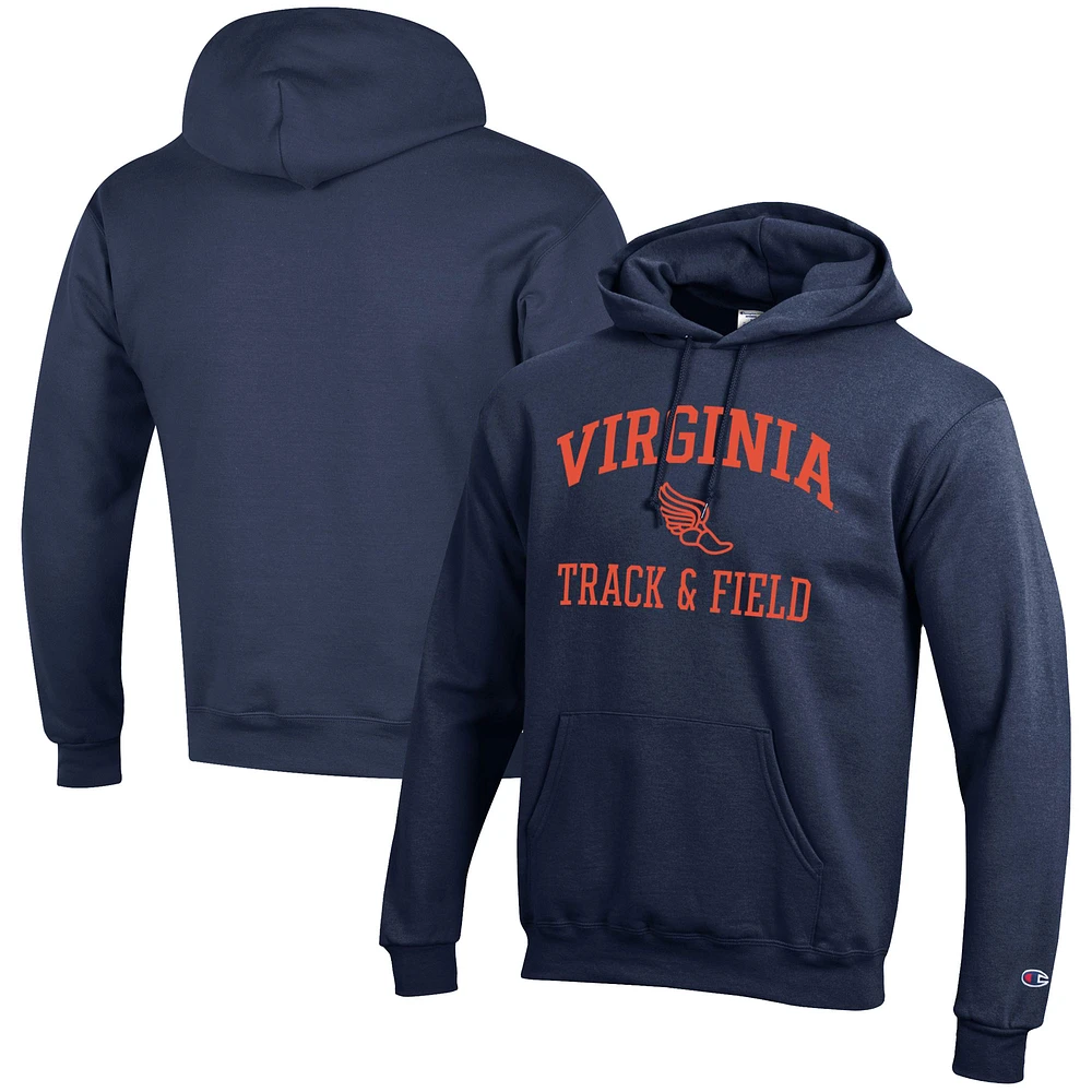 Men's Champion Navy Virginia Cavaliers Track & Field Icon Powerblend Pullover Hoodie