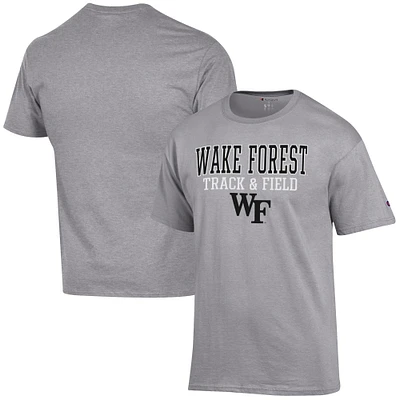 Men's Champion  Gray Wake Forest Demon Deacons Track & Field Stack T-Shirt