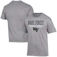 Men's Champion  Gray Wake Forest Demon Deacons Track & Field Stack T-Shirt