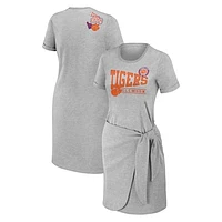 Women's WEAR by Erin Andrews Heather Gray Clemson Tigers Knotted T-Shirt Dress