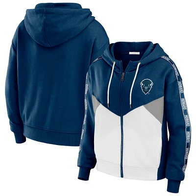 Women's WEAR by Erin Andrews Navy Howard Bison Colorblock Full-Zip Hoodie Jacket