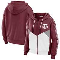 Women's WEAR by Erin Andrews Maroon Texas A&M Aggies Colorblock Full-Zip Hoodie Jacket