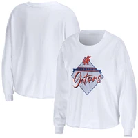 Women's WEAR by Erin Andrews White Florida Gators Diamond Long Sleeve Cropped T-Shirt