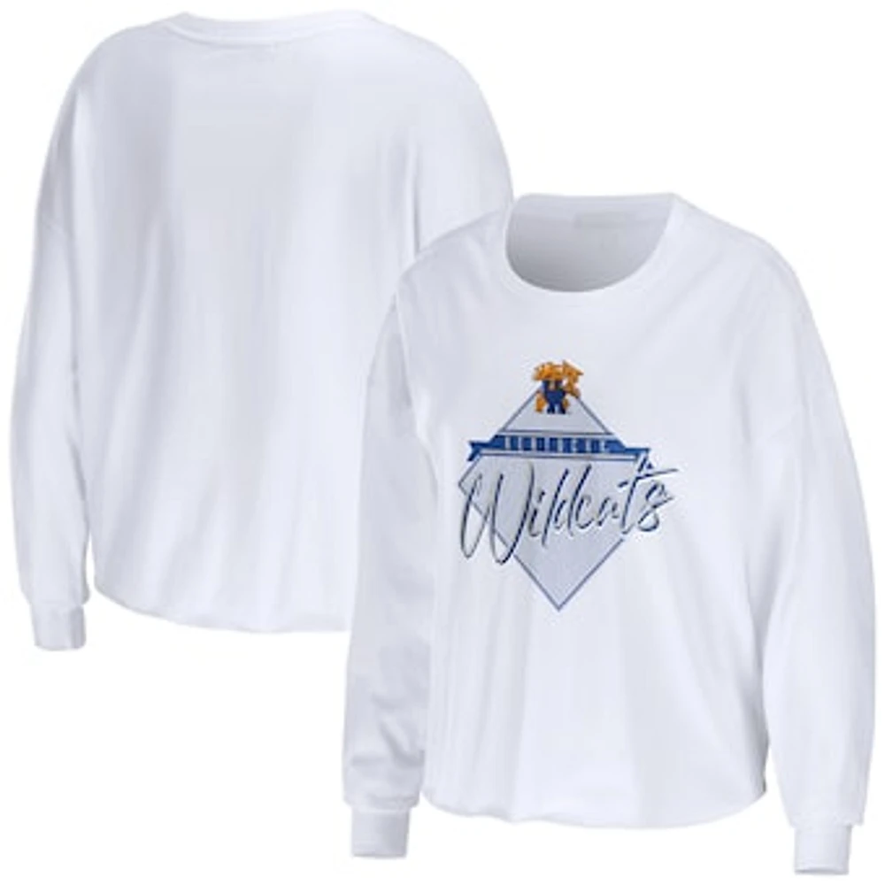 Women's WEAR by Erin Andrews White Kentucky Wildcats Diamond Long Sleeve Cropped T-Shirt