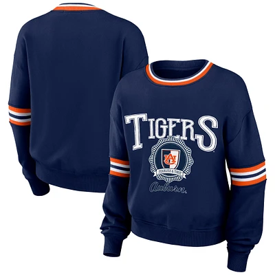 Women's WEAR by Erin Andrews Navy Auburn Tigers Vintage Pullover Sweatshirt