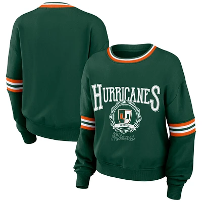 Women's WEAR by Erin Andrews Green Miami Hurricanes Vintage Pullover Sweatshirt