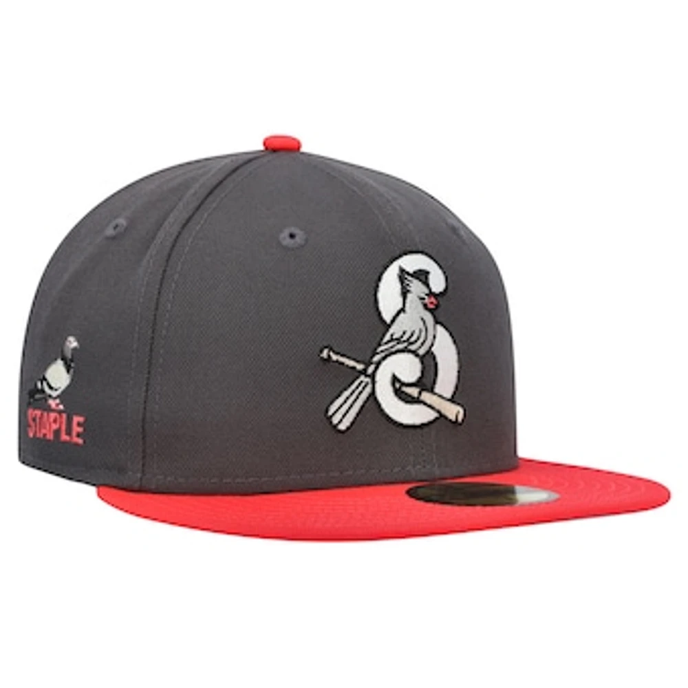 Men's New Era Heather Gray Springfield Cardinals MiLB x Staple Collection 59FIFTY Fitted Hat