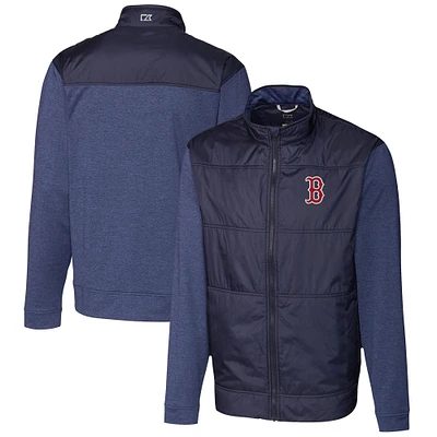 Men's Cutter & Buck  Navy Boston Red Sox Stealth Hybrid Quilted Full-Zip Windbreaker Jacket