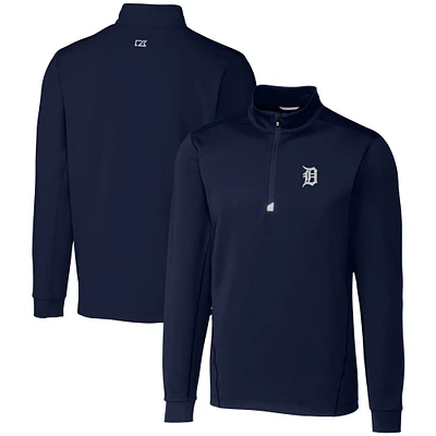 Men's Cutter & Buck  Navy Detroit Tigers Traverse Stretch Quarter-Zip Pullover Top