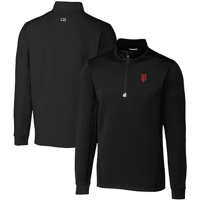Men's Cutter & Buck  Black San Francisco Giants Traverse Stretch Quarter-Zip Pullover Top