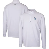 Men's Cutter & Buck  White Los Angeles Dodgers Traverse Stretch Quarter-Zip Pullover Top