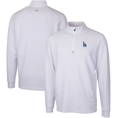 Men's Cutter & Buck  White Los Angeles Dodgers Traverse Stretch Quarter-Zip Pullover Top