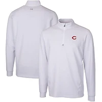 Men's Cutter & Buck  White Cincinnati Reds Traverse Stretch Quarter-Zip Pullover Top