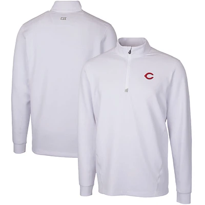 Men's Cutter & Buck  White Cincinnati Reds Traverse Stretch Quarter-Zip Pullover Top