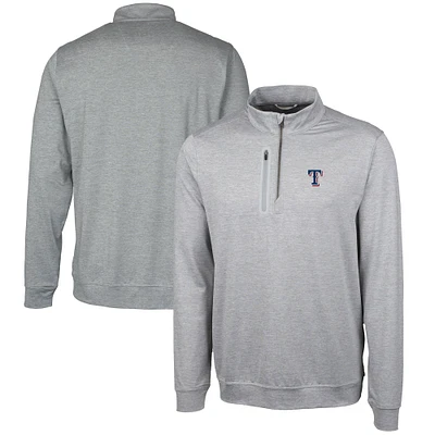 Men's Cutter & Buck  Gray Texas Rangers Stealth Heathered Quarter-Zip Pullover Top