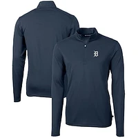 Men's Cutter & Buck  Navy Detroit Tigers Virtue Eco Pique Recycled Quarter-Zip Pullover Top
