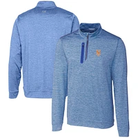 Men's Cutter & Buck  Royal New York Mets Stealth Heathered Quarter-Zip Pullover Top