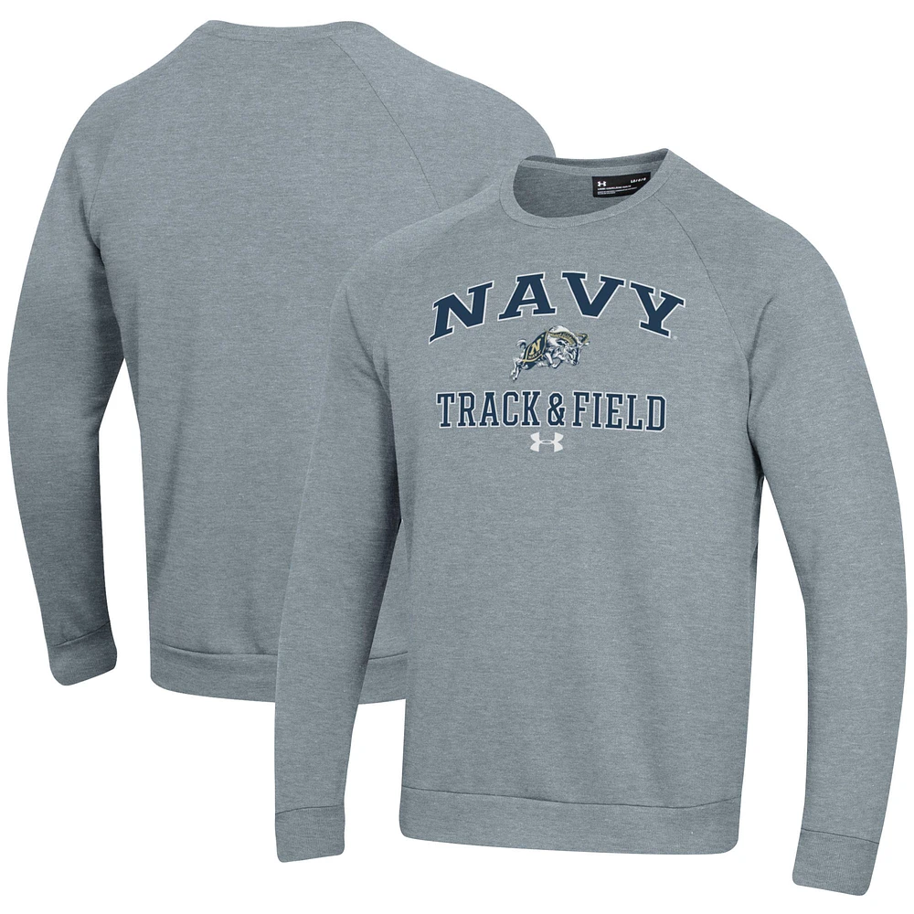 Men's Under Armour Gray Navy Midshipmen Track & Field All Day Fleece Pullover Sweatshirt