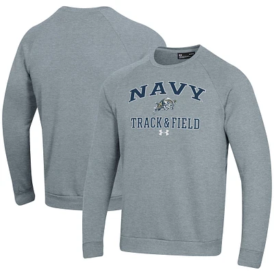 Men's Under Armour  Gray Navy Midshipmen Track & Field All Day Fleece Pullover Sweatshirt