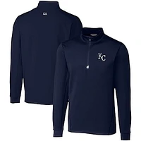 Men's Cutter & Buck  Navy Kansas City Royals Big Tall Traverse Stretch Quarter-Zip Pullover Top
