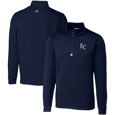 Men's Cutter & Buck  Navy Kansas City Royals Big Tall Traverse Stretch Quarter-Zip Pullover Top